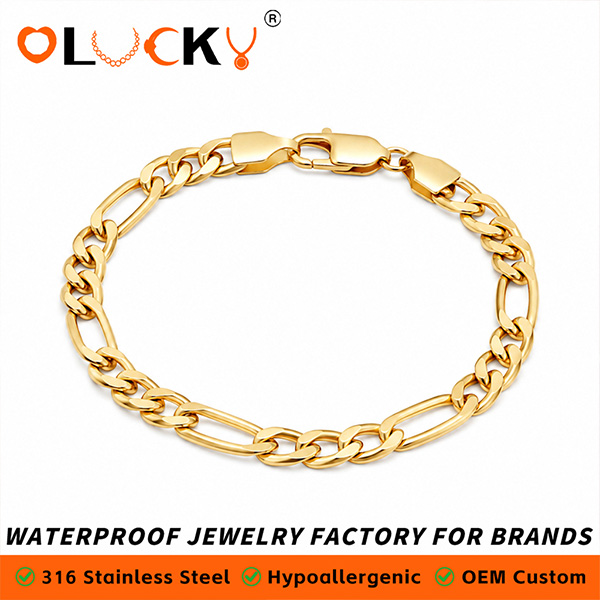 18k-Gold-Plated-Stainless-Steel-Exquisite-Figaro-Chain-Bracelet01