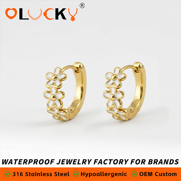 White-Enamel-Daisy-Huggie-Hoop-Earrings01